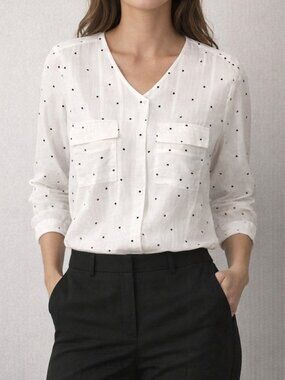 Molly Bracken White Black Dots Blouse - Size Small